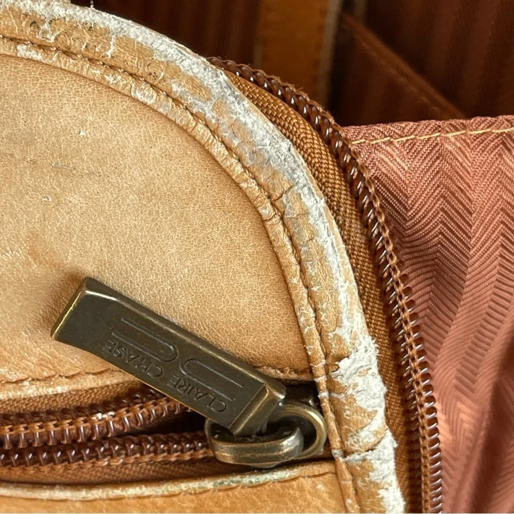 CLAIRE CHASE Genuine Leather Brown Briefcase Tan Leather Men's Bag